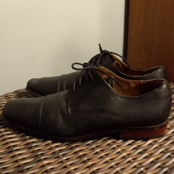 Florsheim Cap Toe Oxford Black Leather Dress Shoes Mens 8 Flexsole Lace Up